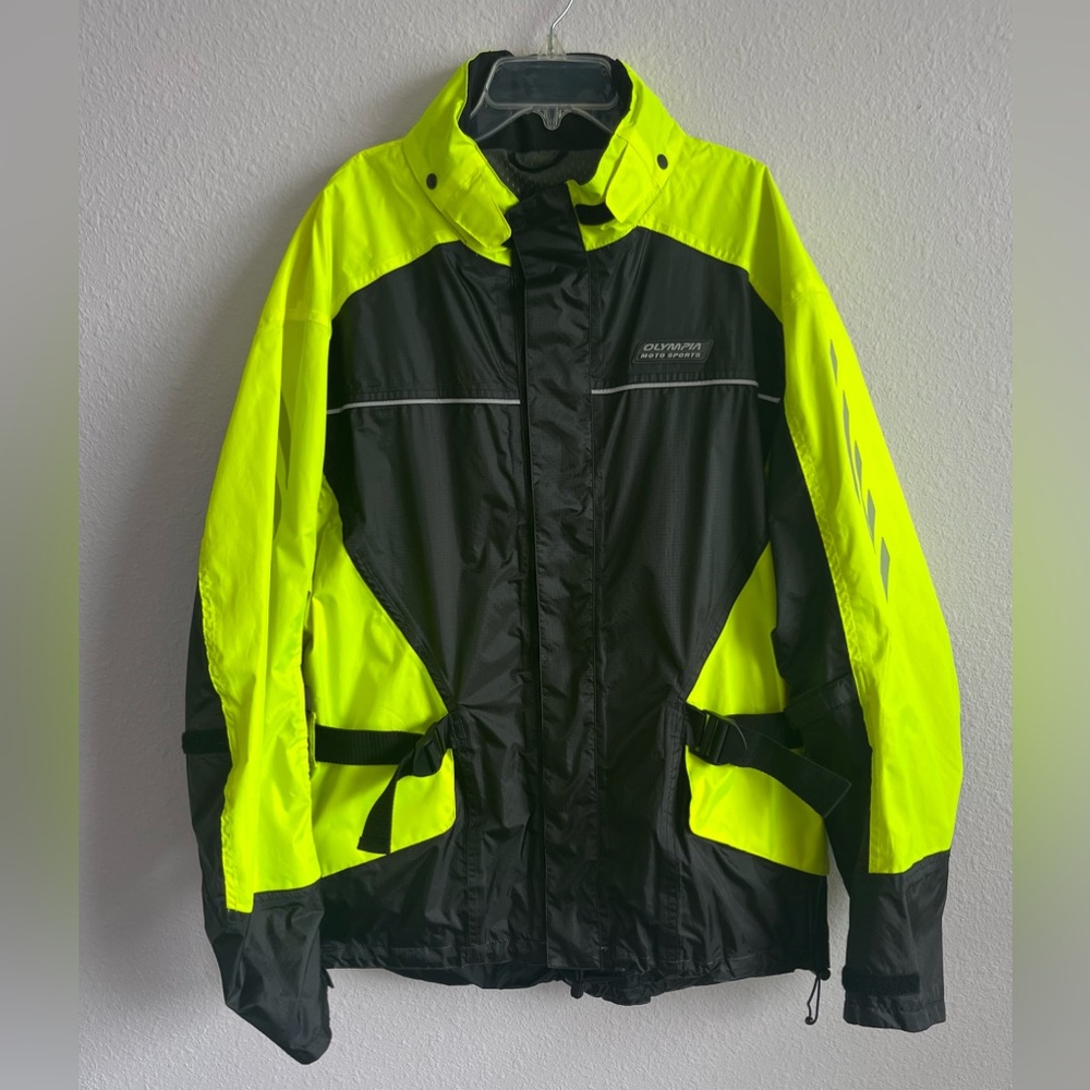 Olympia Moto Sports mens jacket size M/L yellow and black weatherproof